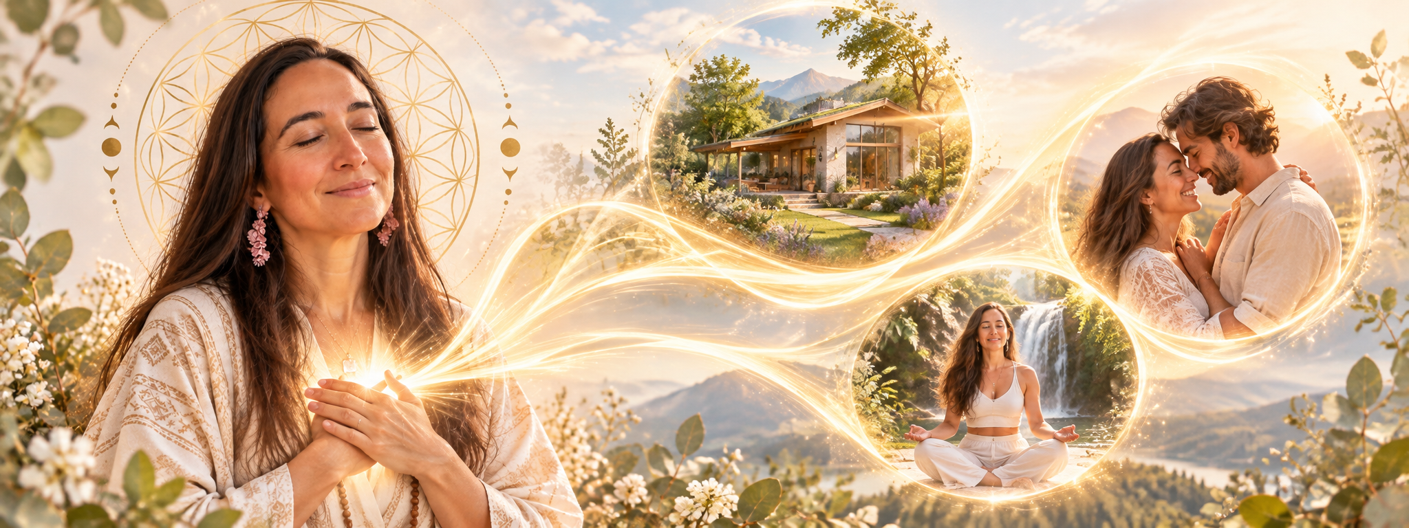 Composición de bienestar, hogar, amor y conexión espiritual